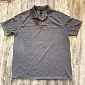 Hanes Polo Shirt XL Gray Short Sleeve Cotton Blend Collared Casual Golf Work Top